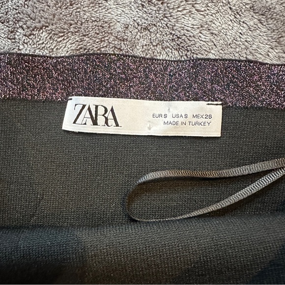 Zara Sparkle Crop Tube Top Black & Pink Metallic Sz. Small EUC stretchy flirty - Picture 5 of 5